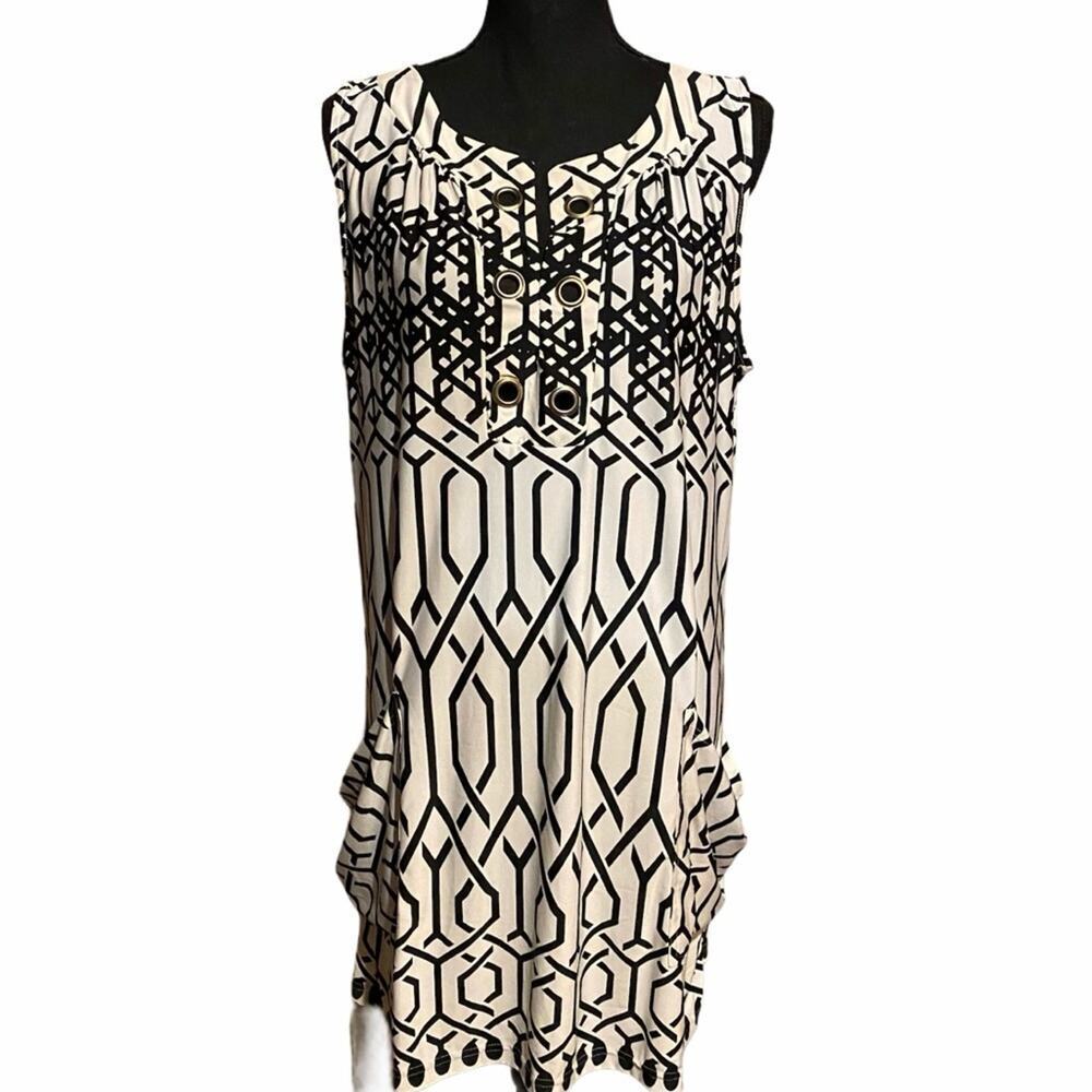 Saint Tropez West Sleeveless Geo Print Tunic Top Women's S Small